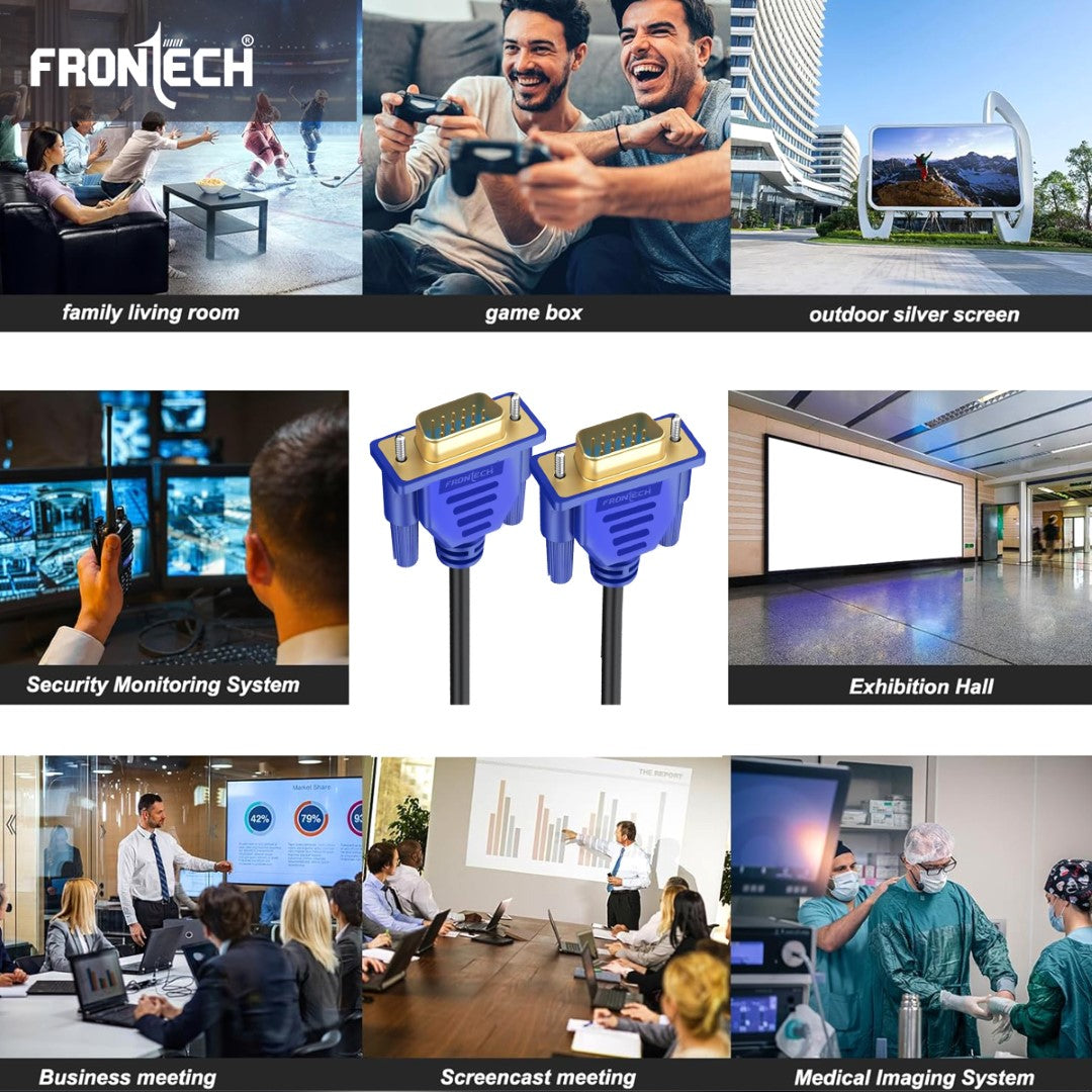 Frontech VGA Cable - 1.5M | Enhanced Signal Transmission for HD Audio/Video (NC-0027) Frontech VGA Cable - 1.5M | Enhanced Signal Transmission for HD Audio/Video (NC-0027)